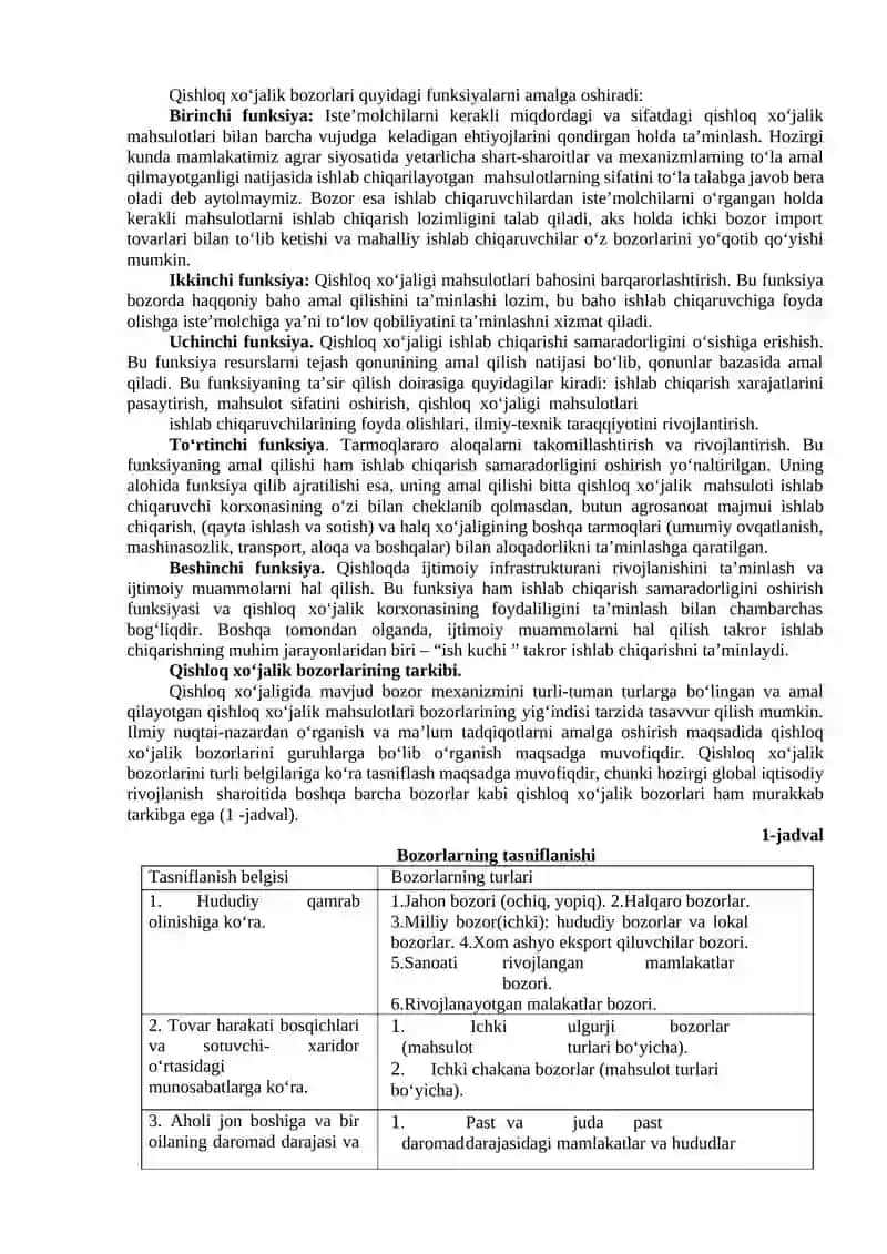 Agrar bozorlar va narxning shakllanishi 2
