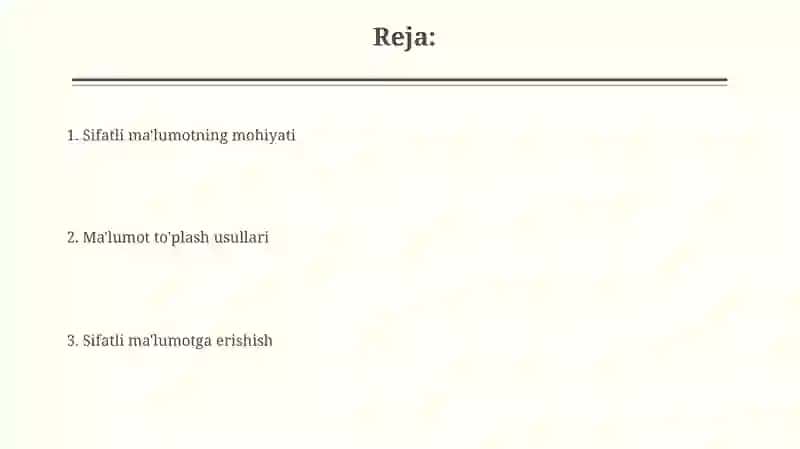 Sifatli malumotlarning mohiyati 2
