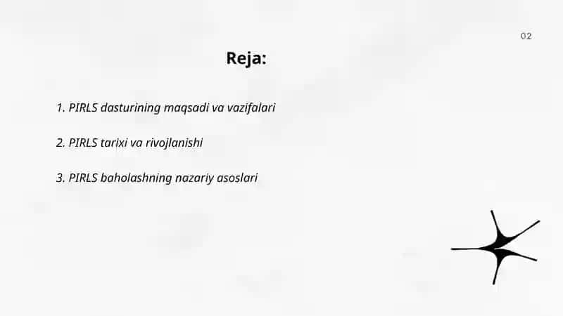 PIRLS xalqaro baholash dasturi mazmuni va mohiyati 2