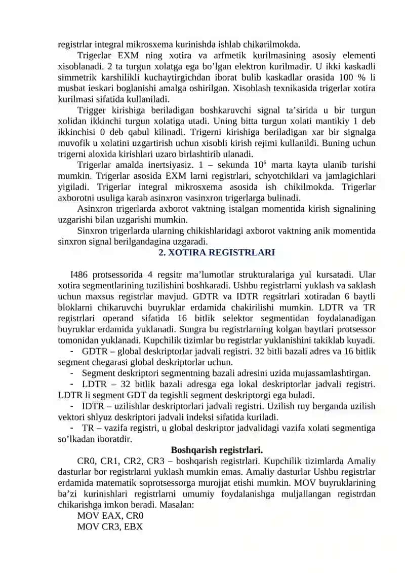 SILJITUVCHI REGISTRLAR VA XOTIRA REGISTRLARI 2