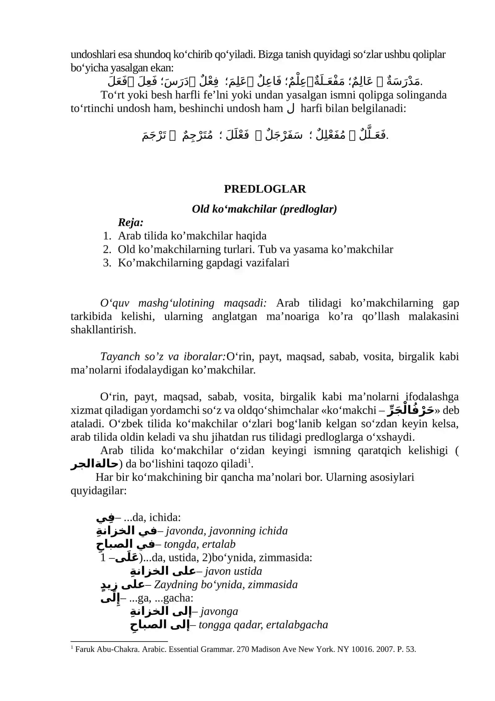 So‘z o‘zagi. O‘zak undoshlar. Shakl yasovchi undoshlar. PREDLOGLAR 2