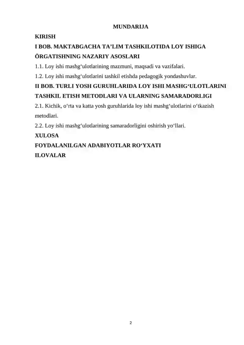 Maktabgacha Ta'lim Tashkilotlarida Loy Ishi Mashg'ulotlari 2
