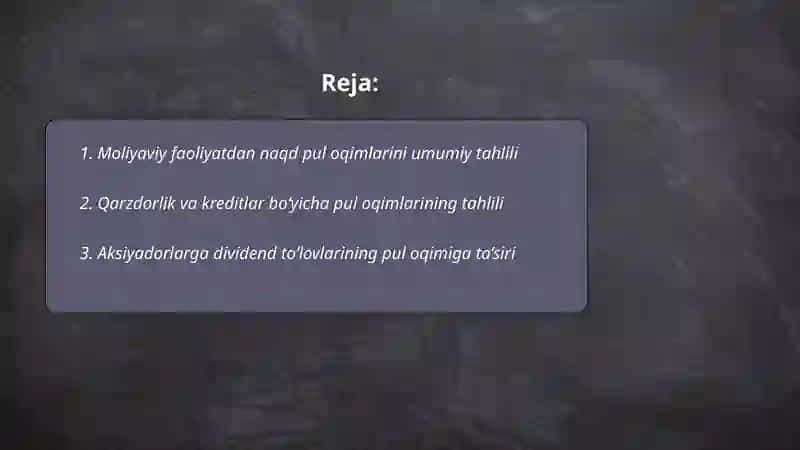 Moliyaviy faoliyatdan pul oqimining tahlili 2