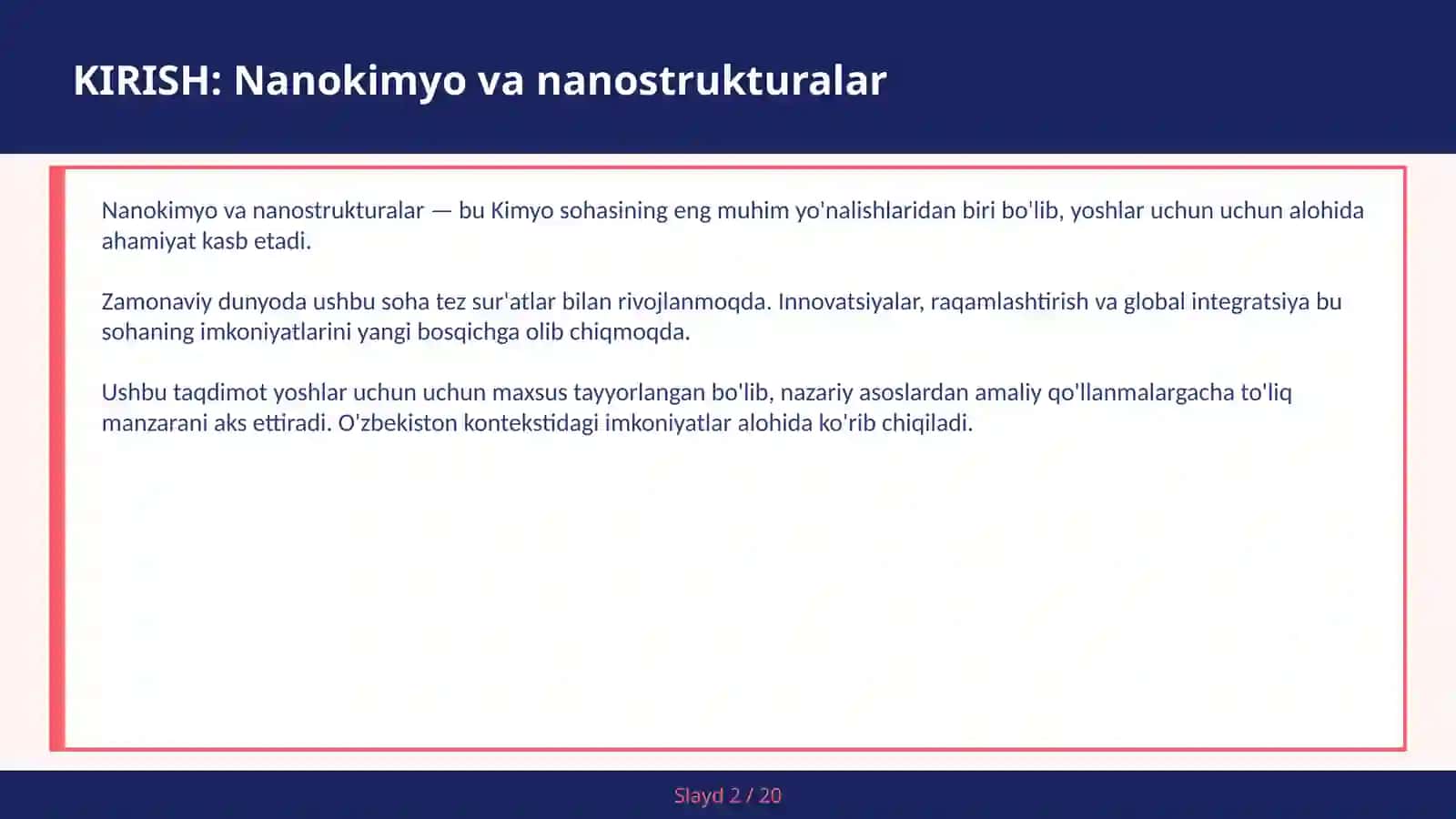 NANOKIMYO VA NANOSTRUKTURALAR 2