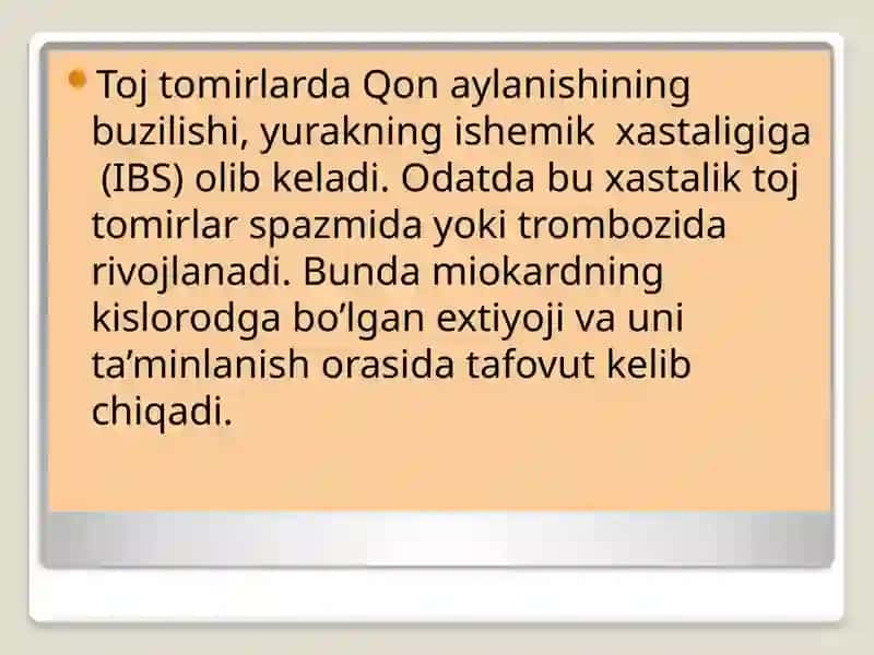 QONTOMIRLARDA QON AYLANISHI ETISHMOVCHILIGI 2
