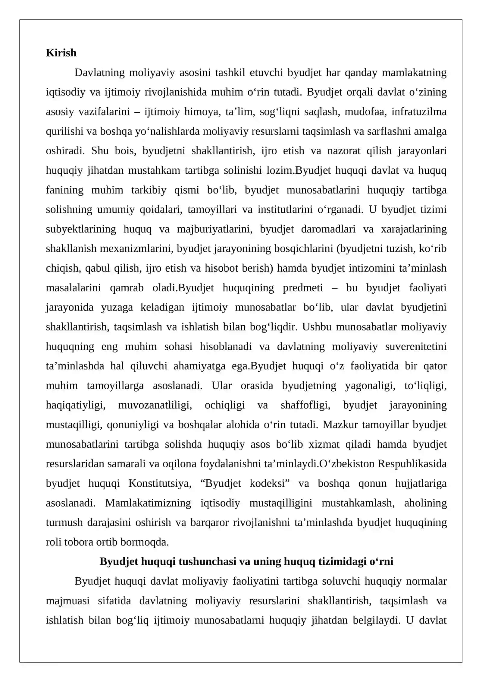 Byudjet huquqi va predmeti, byudjet huquqi tamoyillari 2