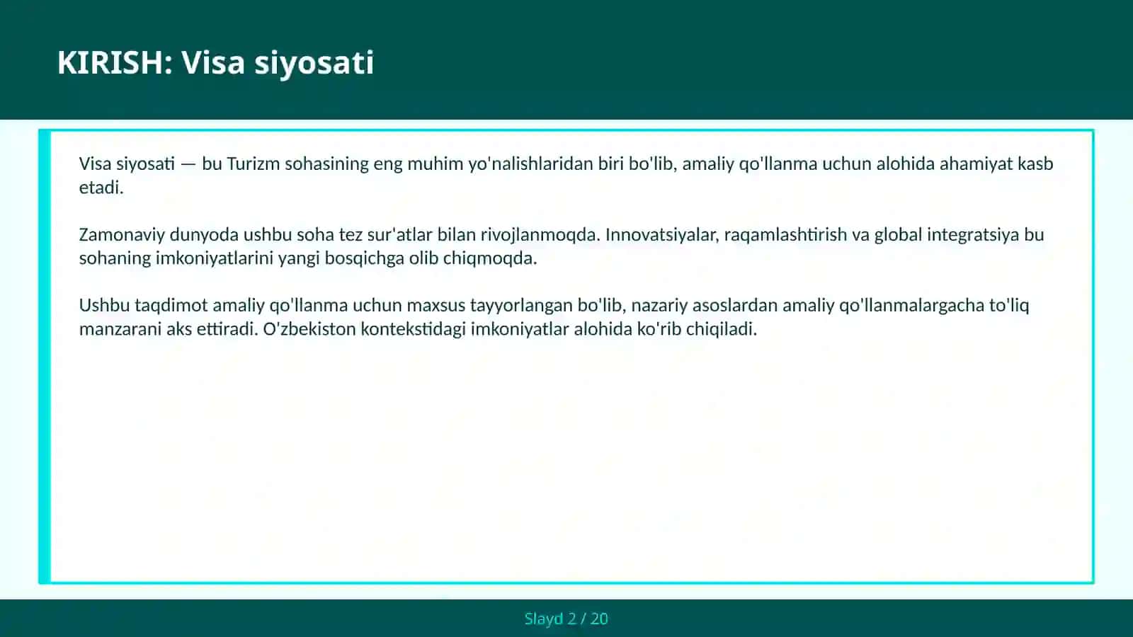 VISA SIYOSATI 2