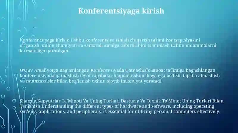 OʻQuv Amaliyotga BagʻIshlangan Konferensiyada Qatnashish 2