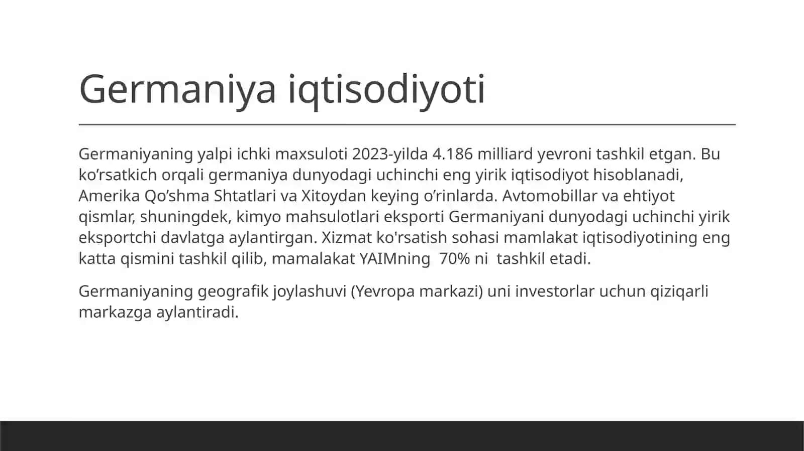 Germaniya iqtisodiyoti va uning rivojlanishida globallashuv ta'siri 2