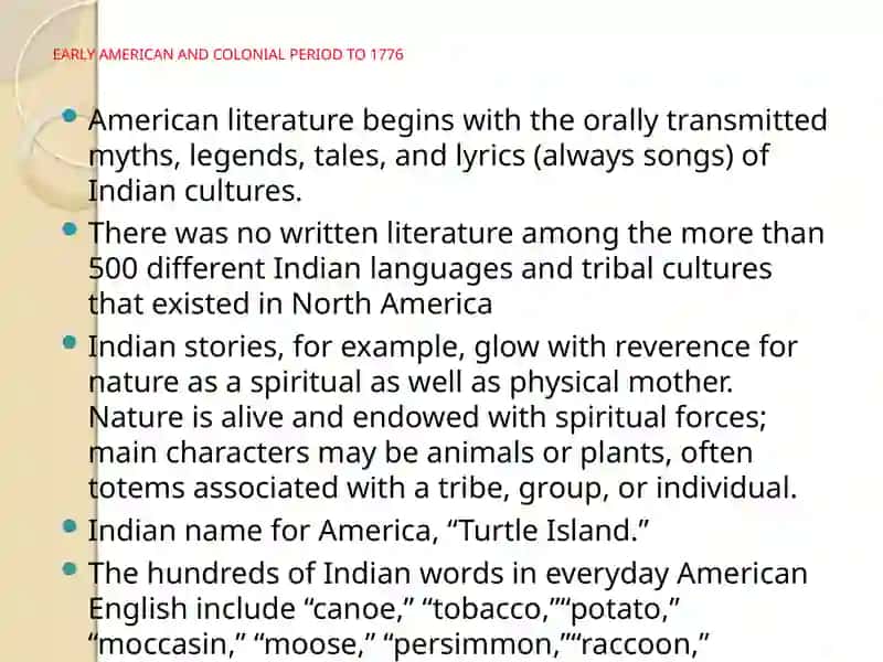 EARLY AMERICAN LITERATURE FROM COLONIAL PERIOD TO REVOLUTION 2