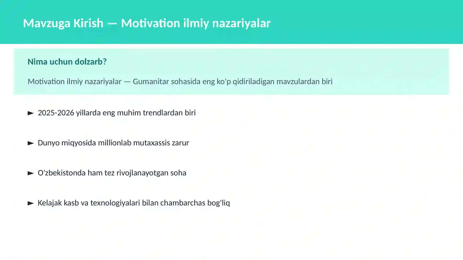 Motivation ilmiy nazariyalar 2