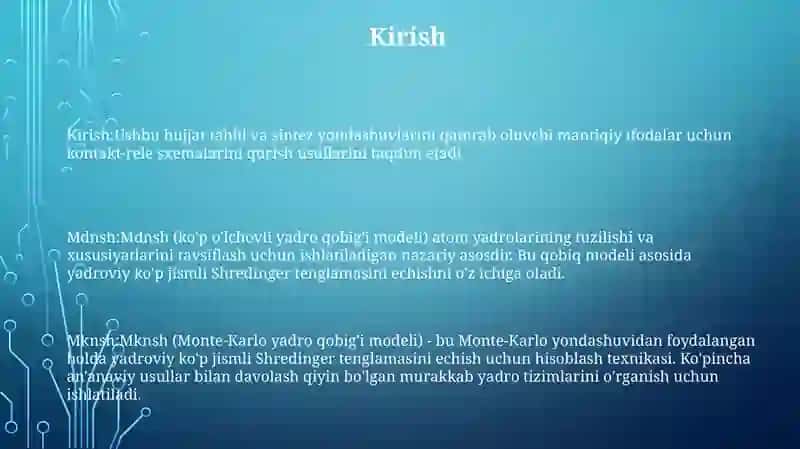 Mdnsh, Mknsh Dagi Fikriy Ifodalar Uchun Kontakt-Rele Sxemalarini Tuzish Usullari 2