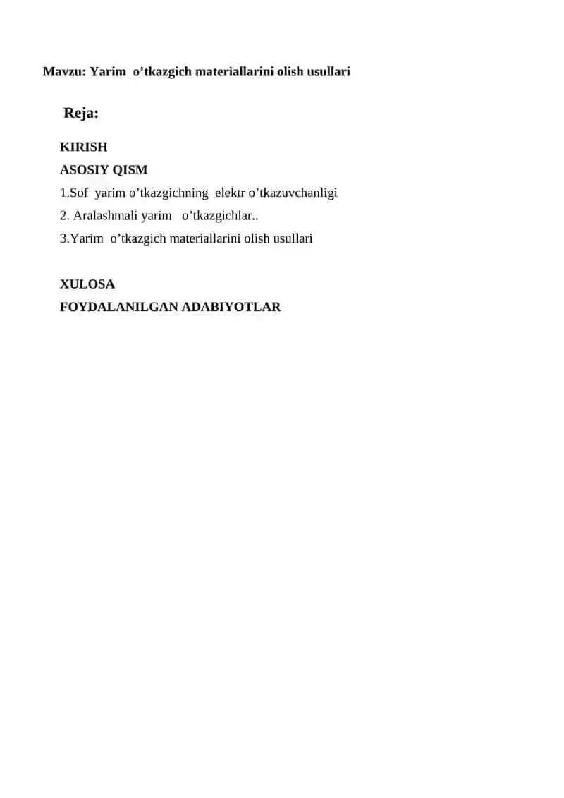 Yarim o’tkazgich materiallarini olish usullari 2