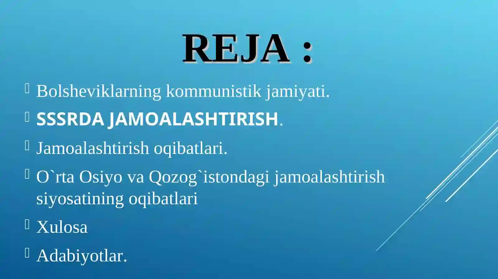 O`rta Osiyo va Qozog'istondagi jamoalashtirish siyosati 2