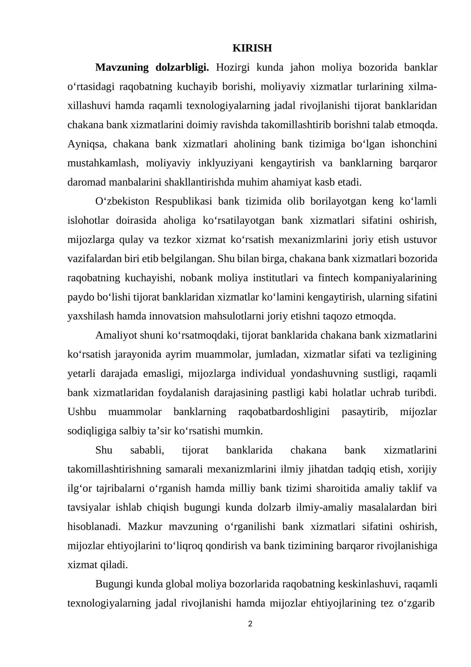 Tijorat banklarida chakana bank xizmatlarini takomillashtirish 2
