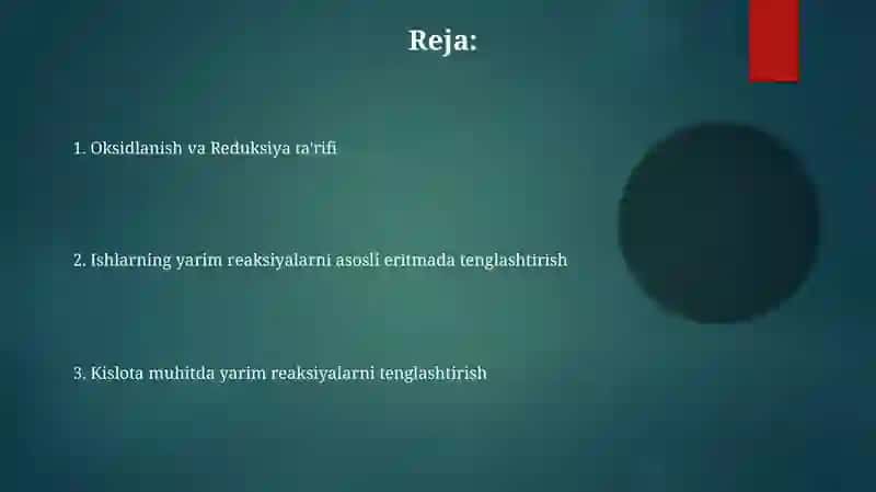 Oksidlanish va Reduksiya 2