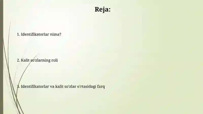 Identifikatorlar va kalit so‘zlar 2