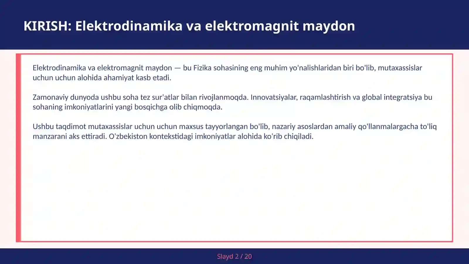 Elektrodinamika va elektromagnit maydon 2