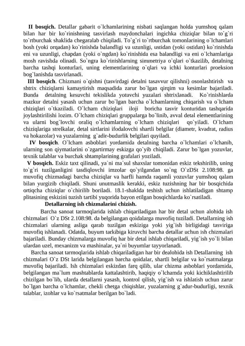 Detallarning ish chizmalarini chizish 2