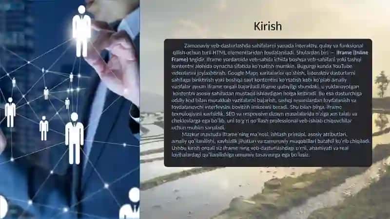HTML da Iframetegihaqidama’lumotvaamaliyko‘rsatmalar 2