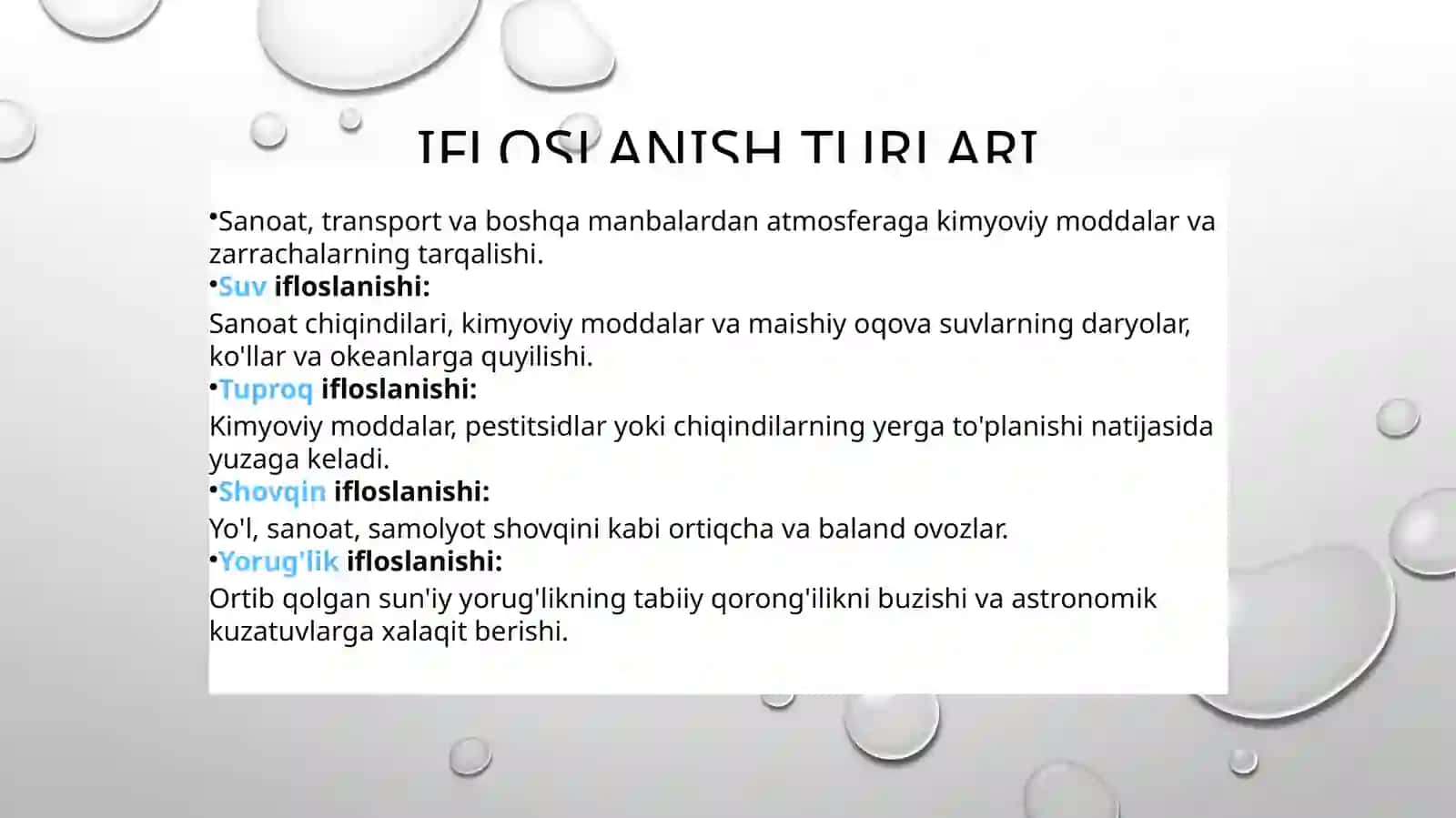Atrofmuhitning ifloslanishi – global ekologik muammo 2