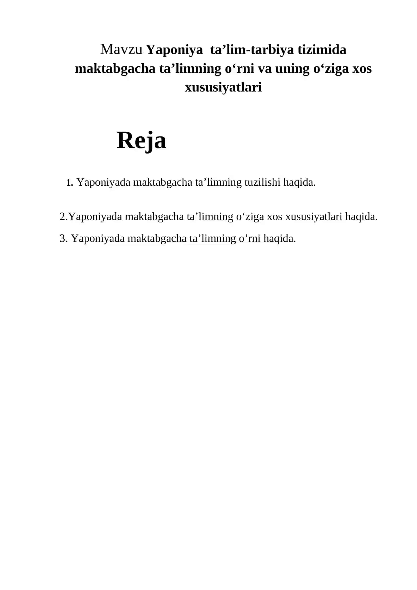 Yaponiya ta’lim-tarbiya tizimida maktabgacha ta’limning o‘rni va uning o‘ziga xos xususiyatlari 2