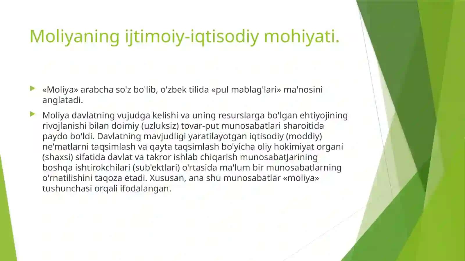 Moliyaning mohiyati va funksiyalari 2