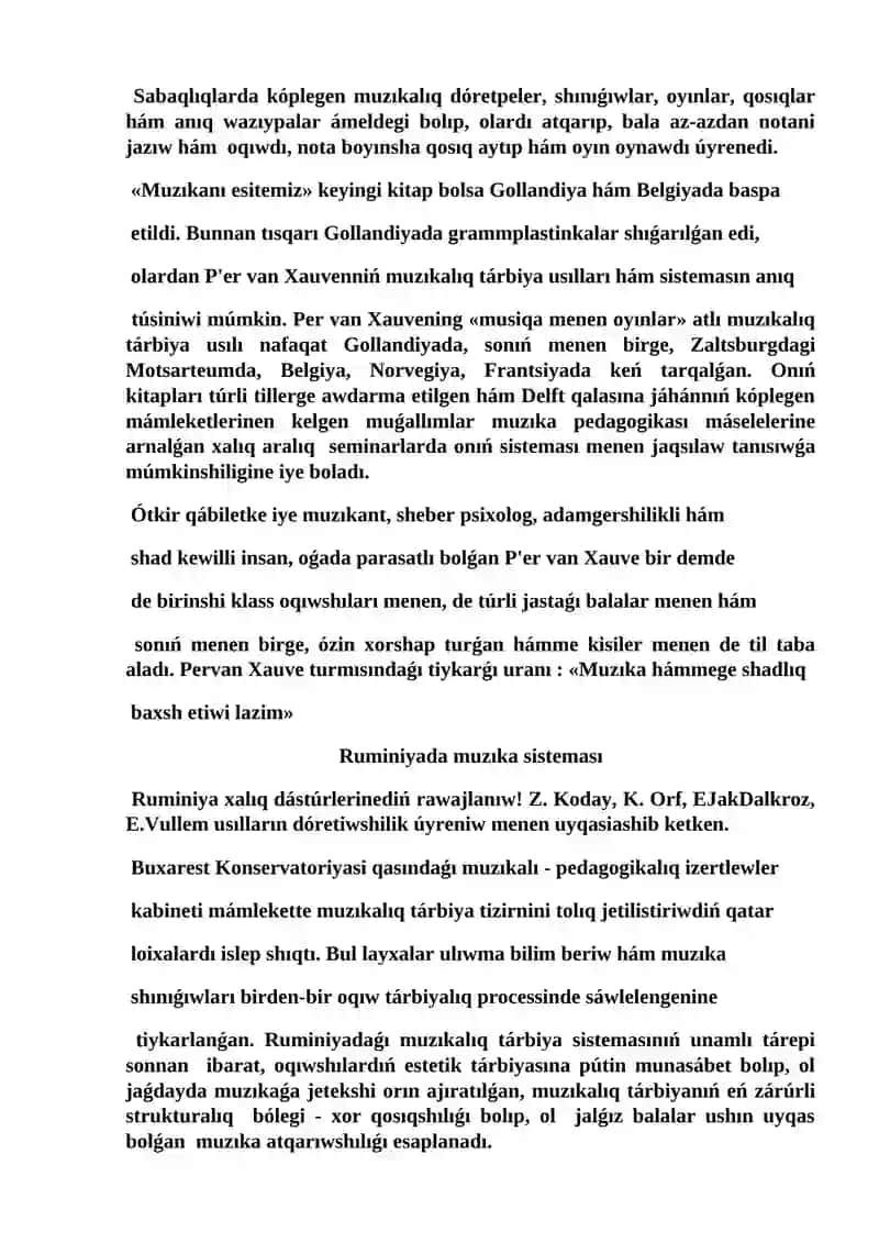 Gollandiya,Ruminiya, Chehiya muzıka tálimi dizimi 2