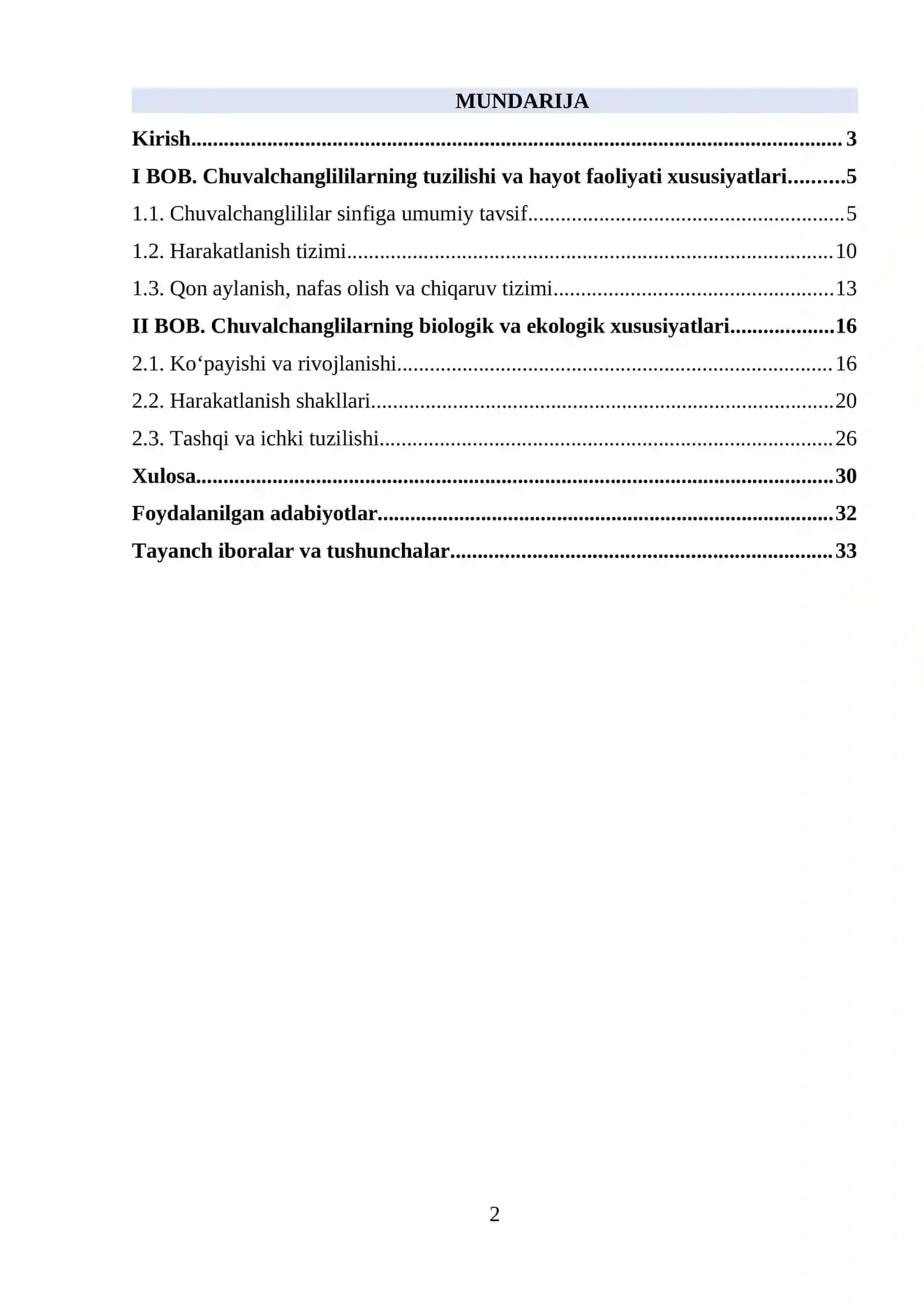 Chuvalchanglililarning tuzilishi va hayot faoliyati xususiyatlari 2