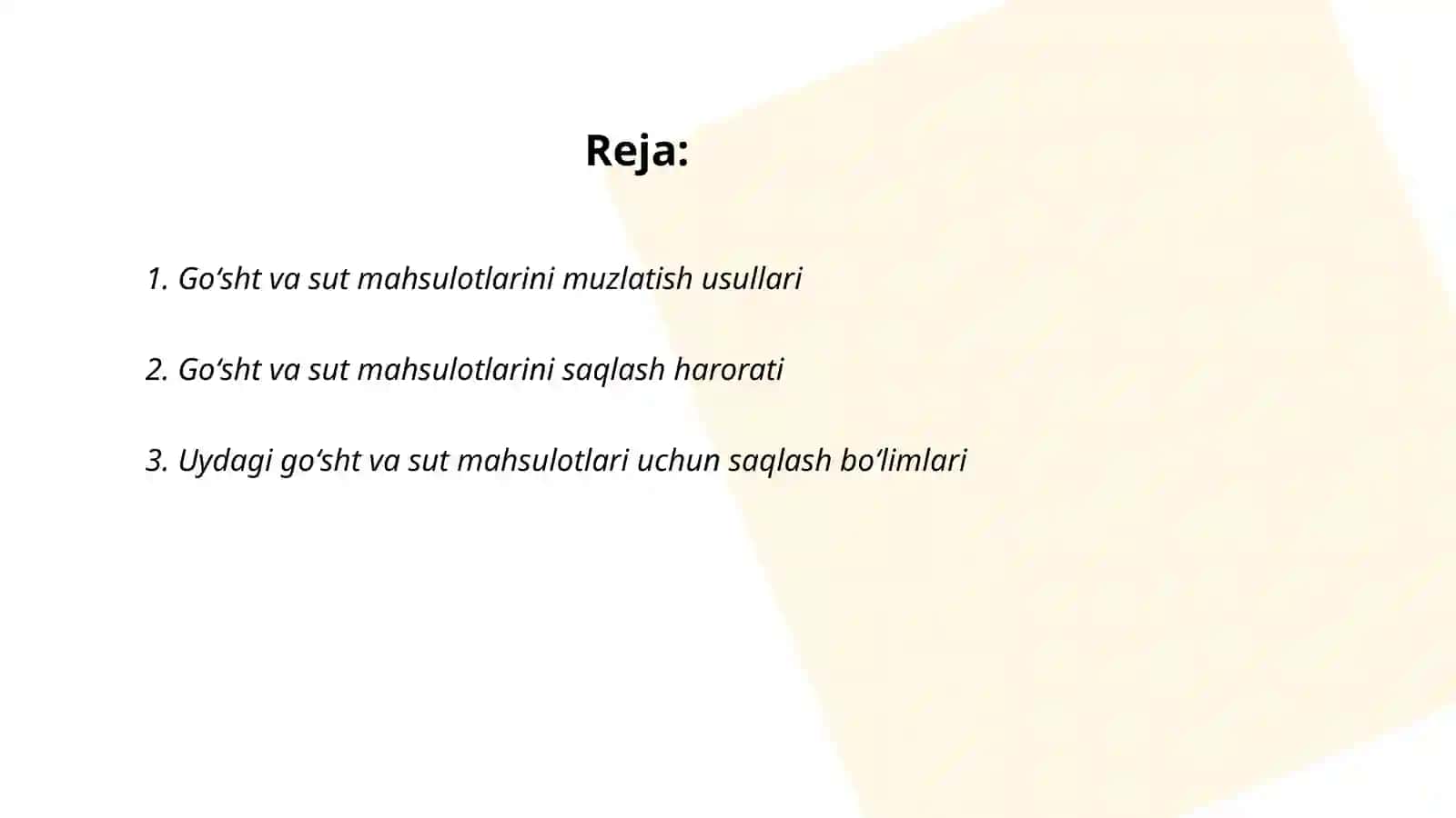 Goʻsht va sut mahsulotlarni saqlash 2