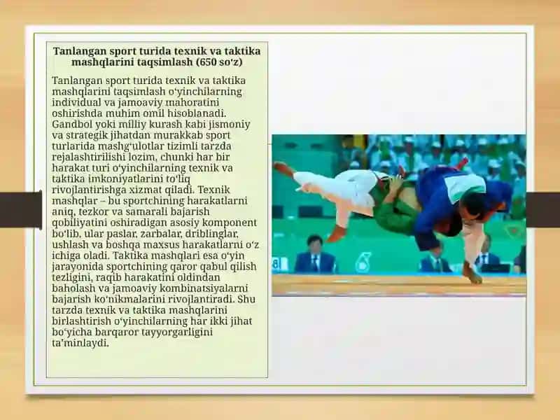 Tanlangan sport turida rejalashtirish va hakamlik faoliyati 2