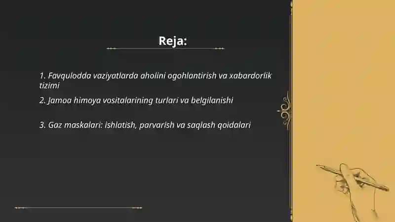 Favfqulodda vaziyatlar aholini muhifaza qilish. Jamoa himoya vositalari 2