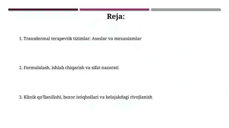 Transdermal terapevtik tizimlar 2