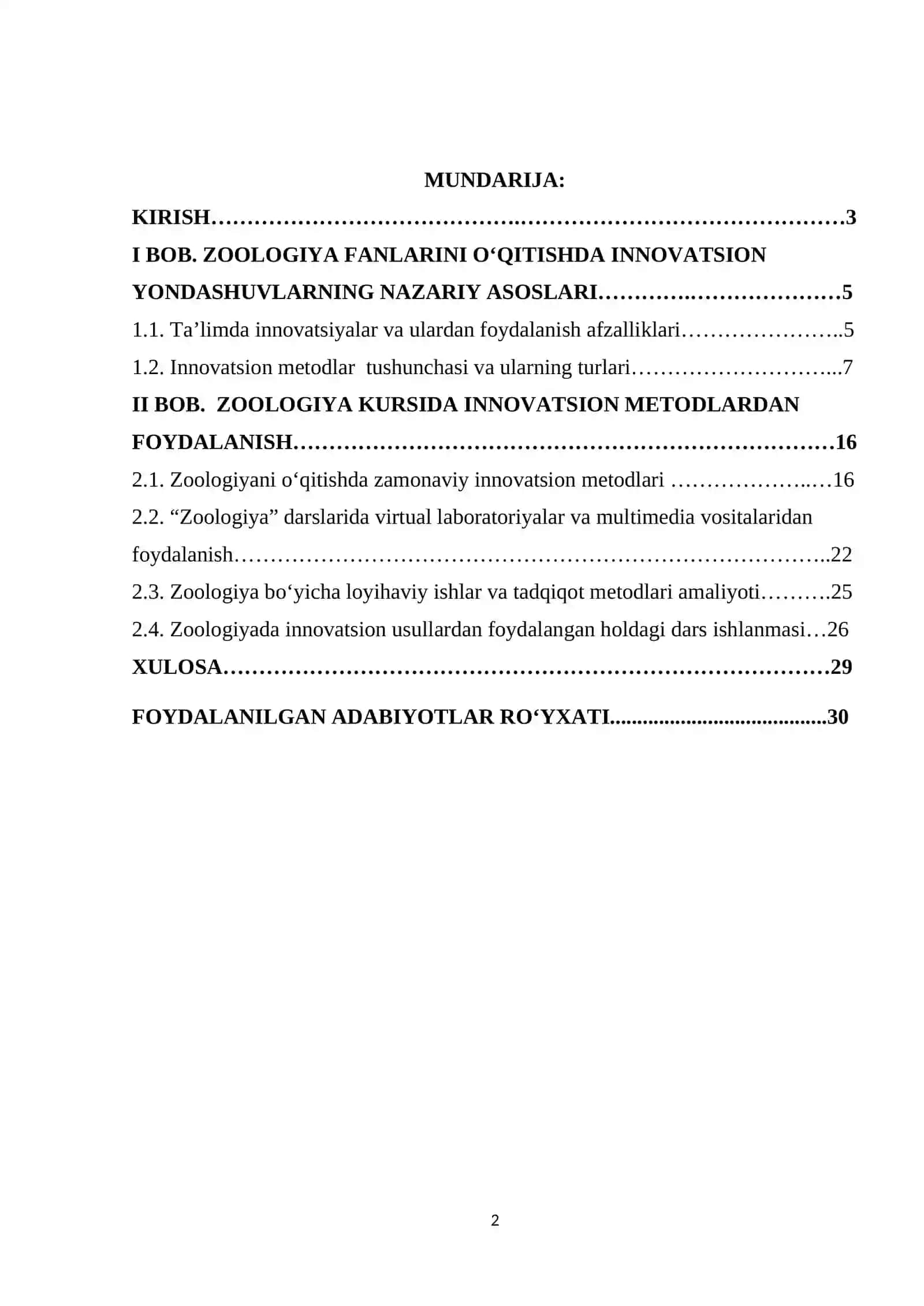 ZOOLOGIYA KURSINI OQITISHDA INNOVATSION METODLAR 2