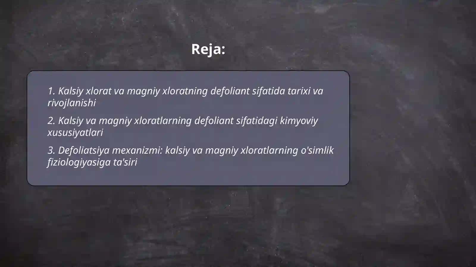 Kalsiy va magniy xloratlarning defoliant sifatida ishlatilishi 2