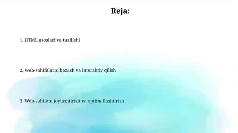 Web sahifa yaratish. HTML fayllar yaratish 2