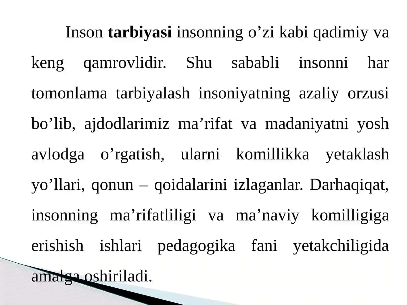 Tarbiya jarayonining maqsadi, mazmuni, vazifalari va mohiyati 2