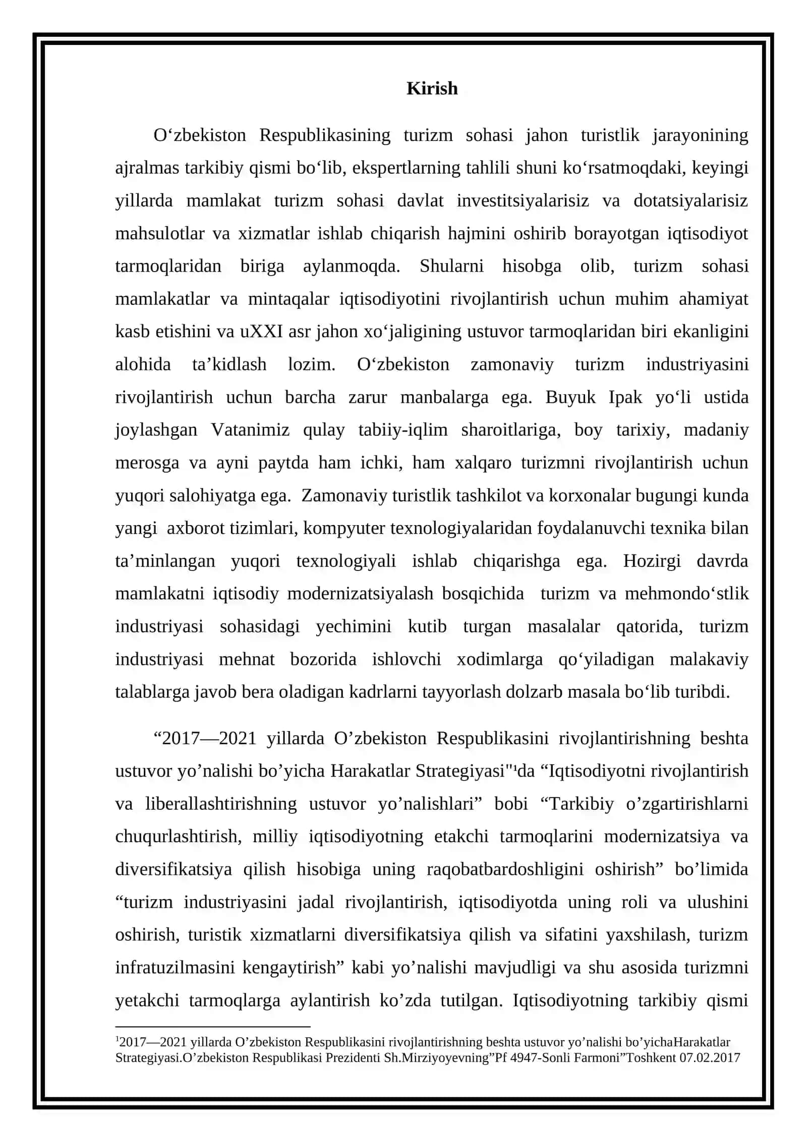 Turizm sohasini rivojlantirishning tashkiliy huquqiy mexanizmlari 2