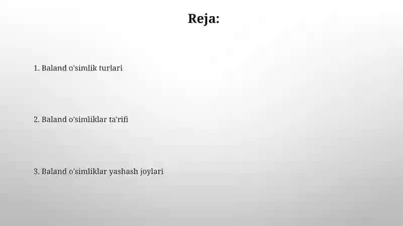 Baland o'simliklar 2