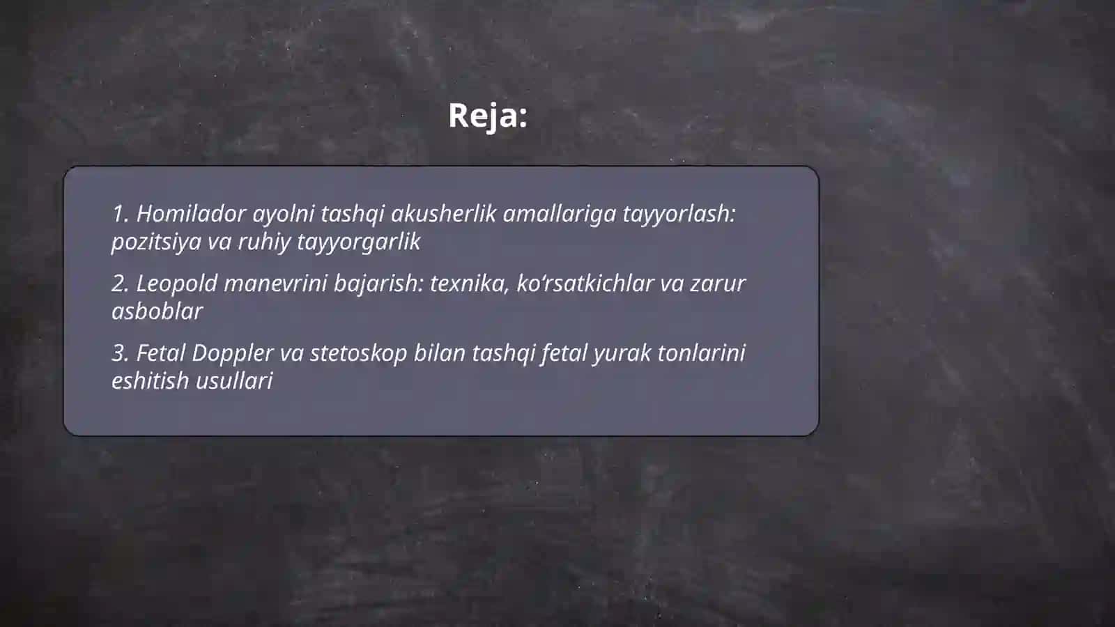 Homladorlik davrida hamshiralik parvarishi Tashqi akusherlik amallarni otkazish homlador ayol asboblar Nematova Muxtasar 2
