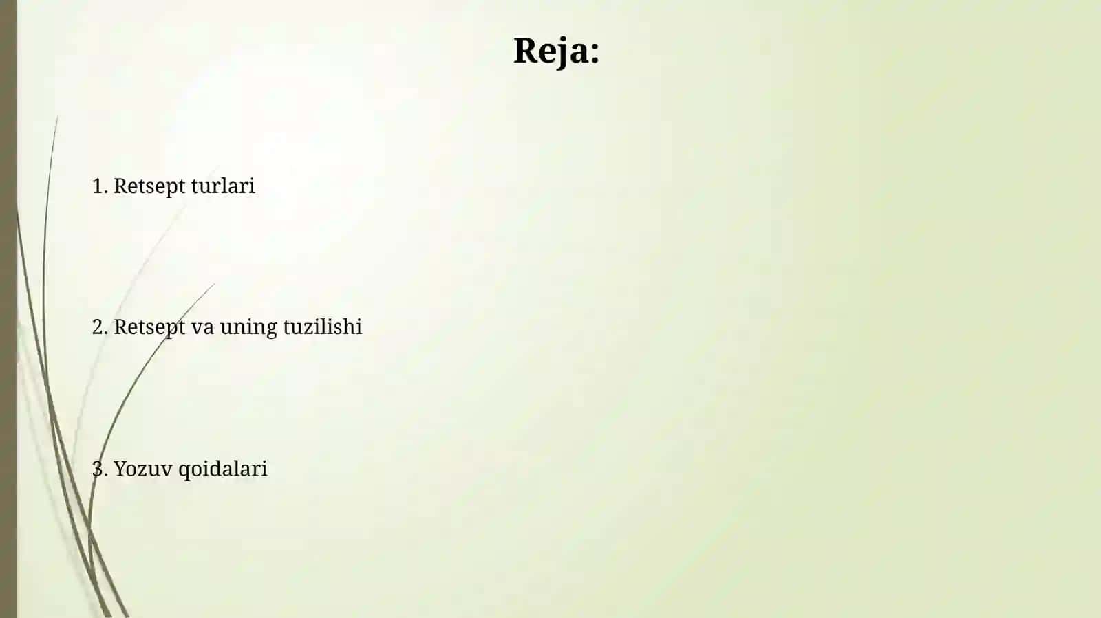 Retsept va uning tuzilishi 2