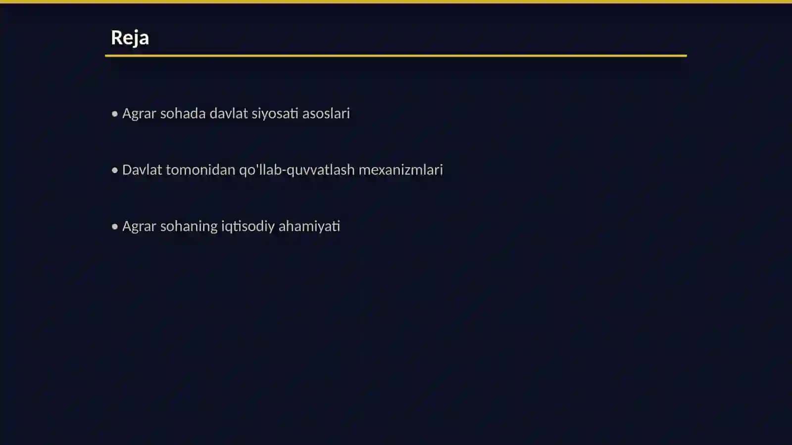 Agrar sohani davlat tomonidan tartibga solish va qo'llab - quvvatlash 2