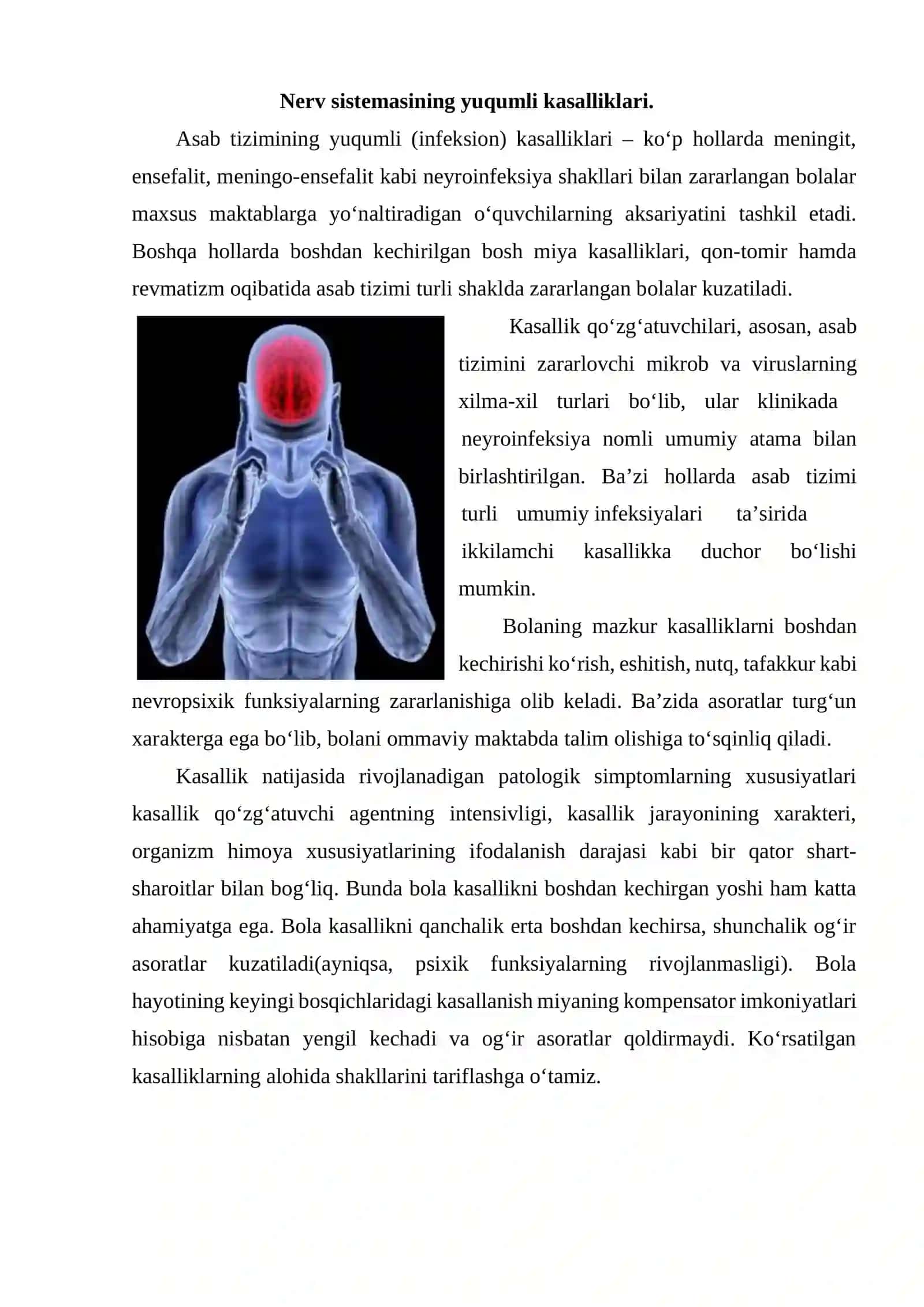 Bosh miya yarim sharlarining oliy faoliyati nerv tizimining kasalliklari 2