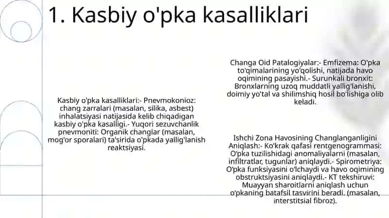 Changa Oid Patalogiyalar Ishchi Zona Havosining Changlanganligini Aniqlash 2