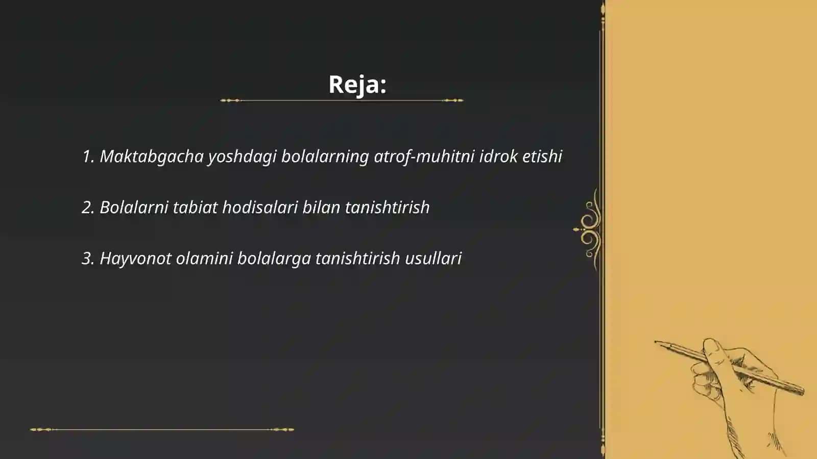 Maktabgacha yoshdagi bollalarnining tevarak atrof bilan tanishtirishring oʻziga xosligi 2