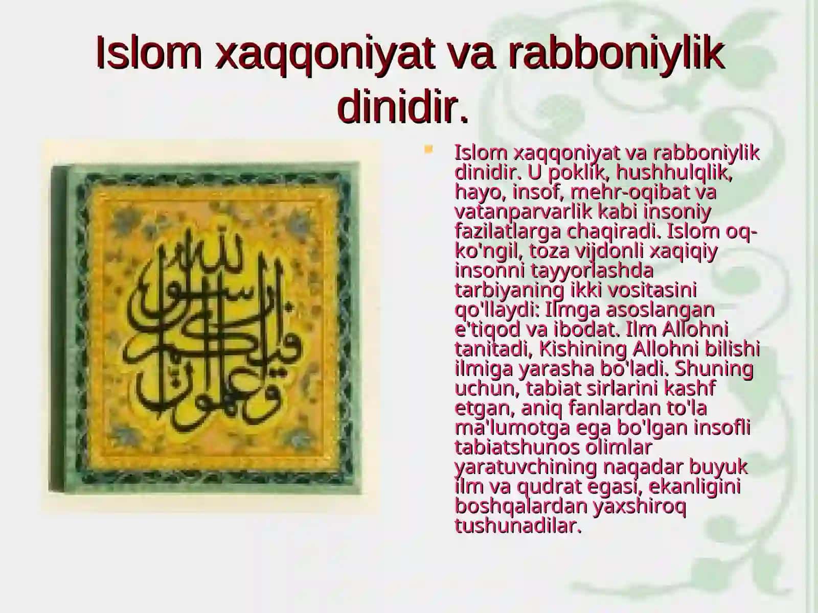 Toshkent shahrining “Islom madaniyati poytaxti” deb e’lon qilinishi va uning ahamiyati 2