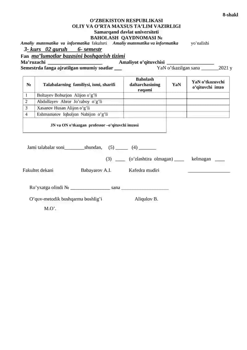Fan web dasturlash texnologiyalari 2