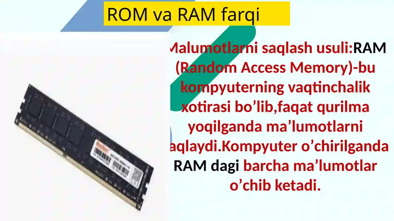 ROM va RAM farqi 2