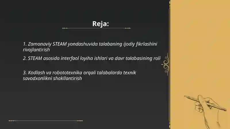 Zamonaviy steam yondashuvi davr talabasi 2