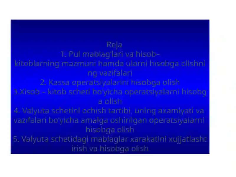 Pulmablag‘lar va hisob-kitoblar 2